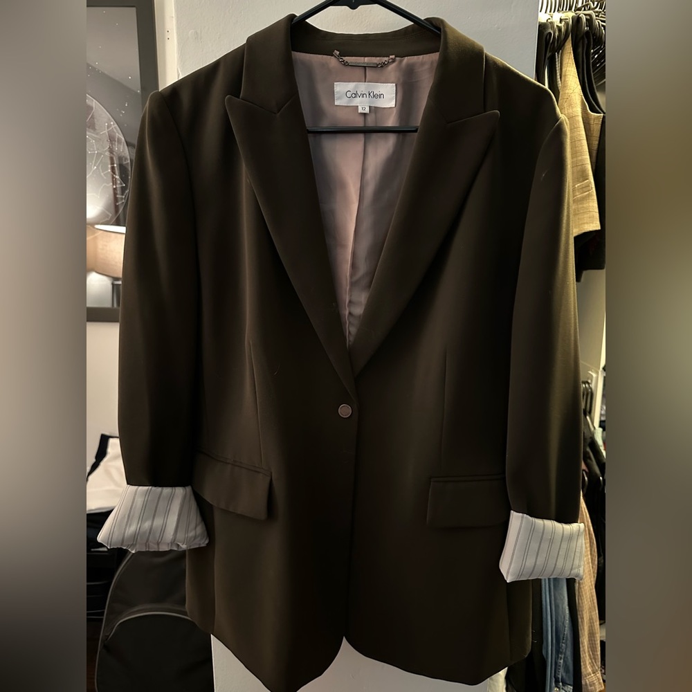 Brown Calvin Klein suit jacket